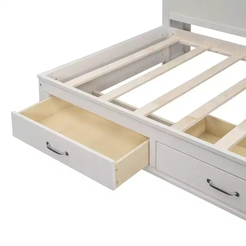 Daybed with 3 Storage Drawers and Sockets and USB Ports, Wooden Bedframe with Upper Soft Board for Bedroom Guestroom, White