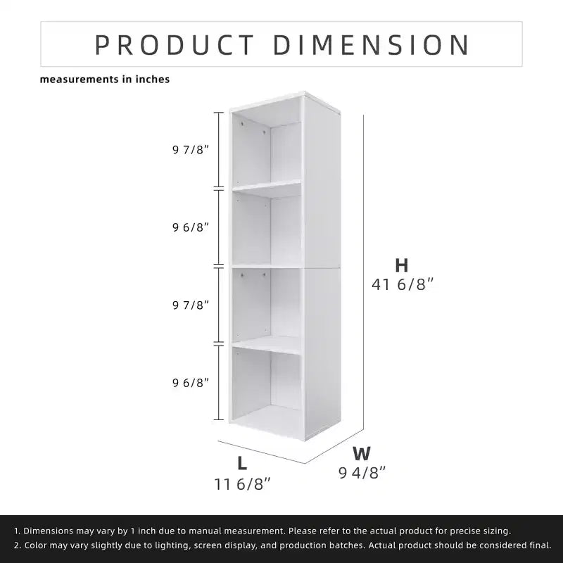 41.93 in. Tall Wood 4-Shelf Etagere Bookcase with Adjustable Shelves
