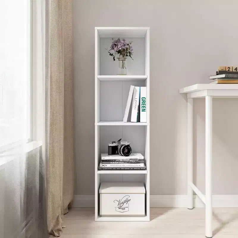 41.93 in. Tall Wood 4-Shelf Etagere Bookcase with Adjustable Shelves