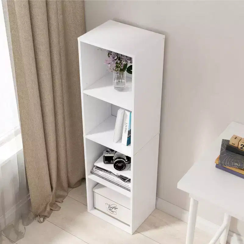 41.93 in. Tall Wood 4-Shelf Etagere Bookcase with Adjustable Shelves