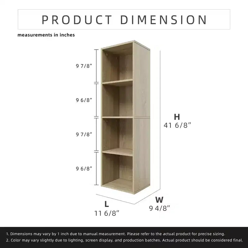 41.93 in. Tall Wood 4-Shelf Etagere Bookcase with Adjustable Shelves