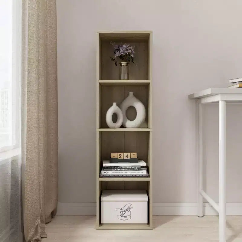 41.93 in. Tall Wood 4-Shelf Etagere Bookcase with Adjustable Shelves