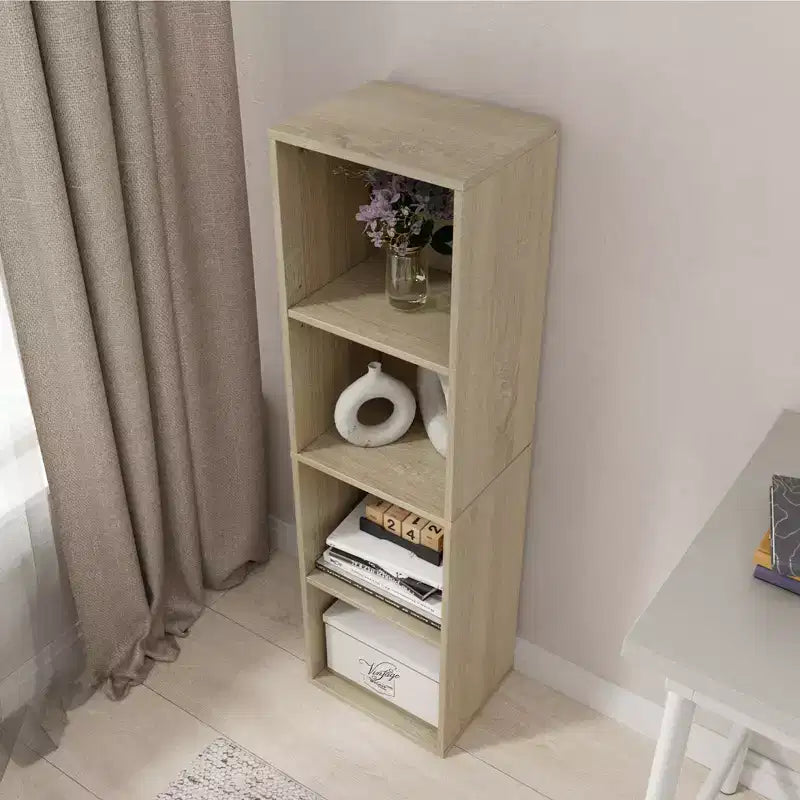 41.93 in. Tall Wood 4-Shelf Etagere Bookcase with Adjustable Shelves
