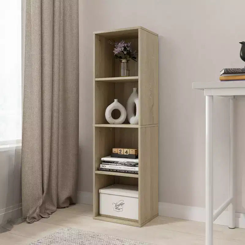 41.93 in. Tall Wood 4-Shelf Etagere Bookcase with Adjustable Shelves