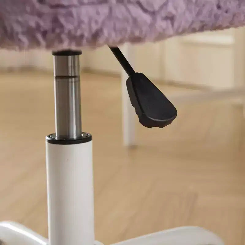 Artificial Rabbit Hair Office Chair - Metal Base, Adjustable Swivel, Vanity Chair, Violet