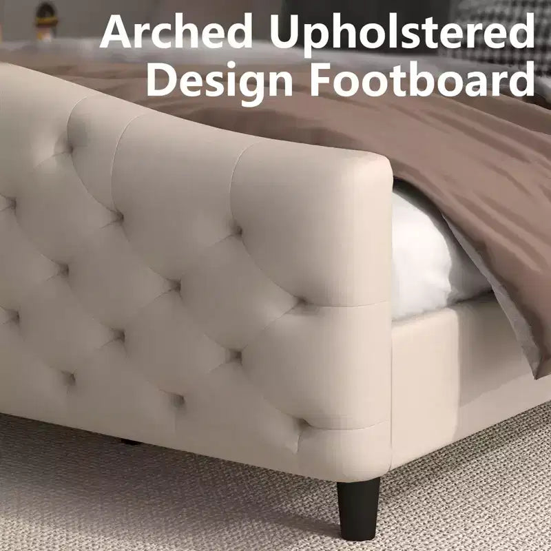 Queen Bed Frame with Headboard and Footboard, Upholstered Velvet Wingback Platform Bed, No Box Spring Needed, 800LB Capacity