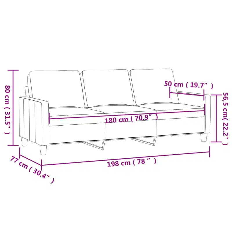 3-seater Sofa Dark Grey 100% Polyester Fabric, Metal, Textilene, Foam