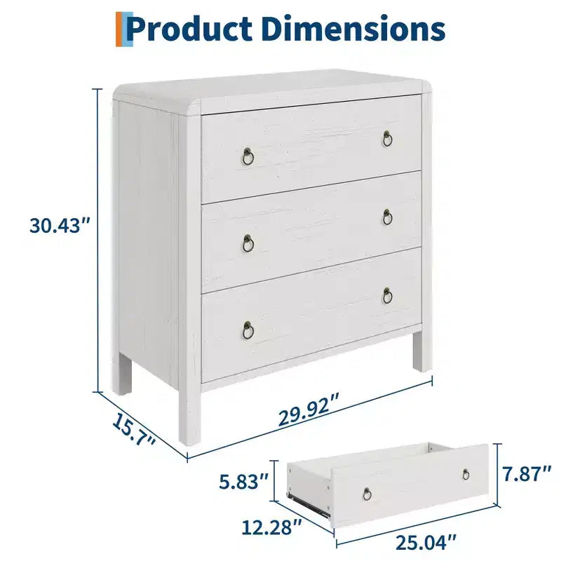 3 or 5 Drawer Dresser for Bedroom, 30.4" Tall Wooden Chest with Large Drawers for Living Room & Hallway
