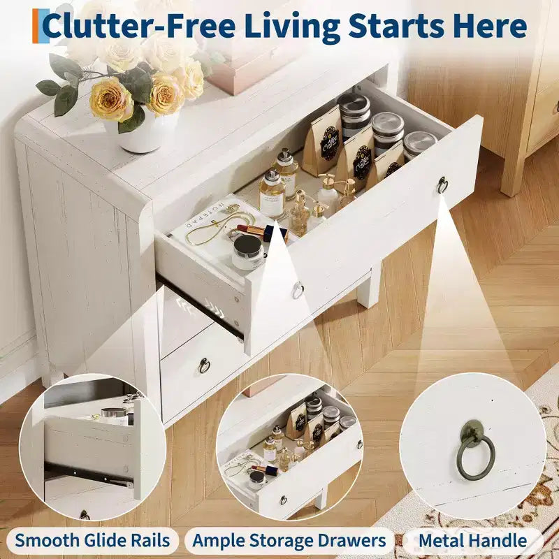 3 or 5 Drawer Dresser for Bedroom, 30.4" Tall Wooden Chest with Large Drawers for Living Room & Hallway