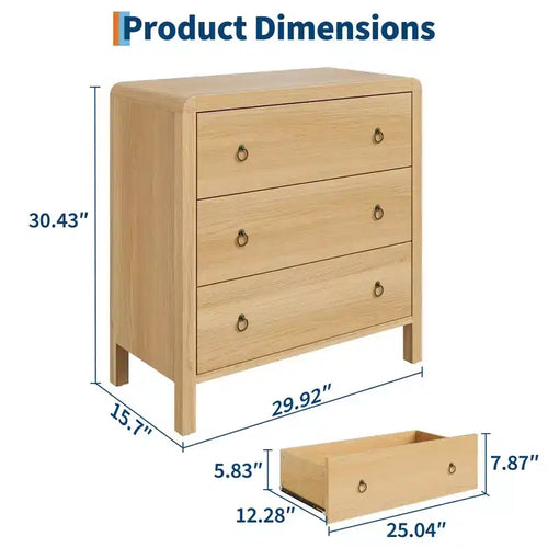 3 or 5 Drawer Dresser for Bedroom, 30.4" Tall Wooden Chest with Large Drawers for Living Room & Hallway