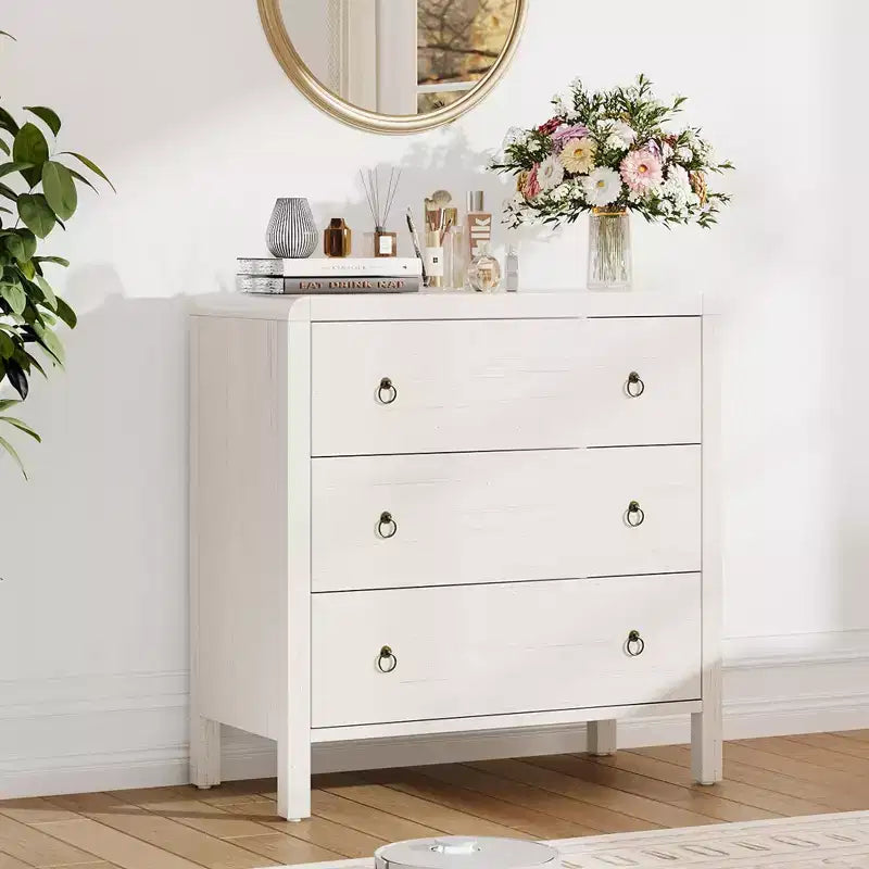 3 or 5 Drawer Dresser for Bedroom, 30.4" Tall Wooden Chest with Large Drawers for Living Room & Hallway
