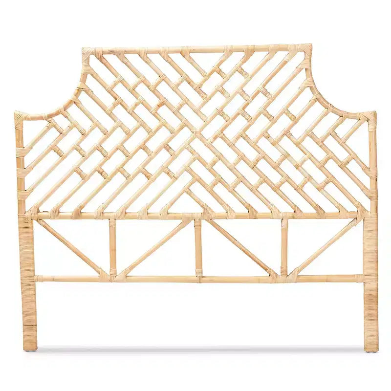 Queen Jayliah Rattan Headboard Natural/Brown - bali & pari: Bohemian Style, Freestanding, No Assembly Required