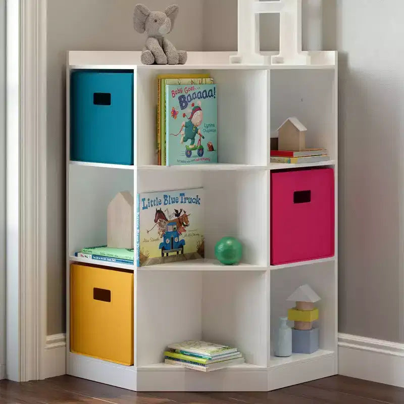 Kids' Corner Playroom Cabinet with 6 Toy Storage Cubbies and 3 Angled Shelves