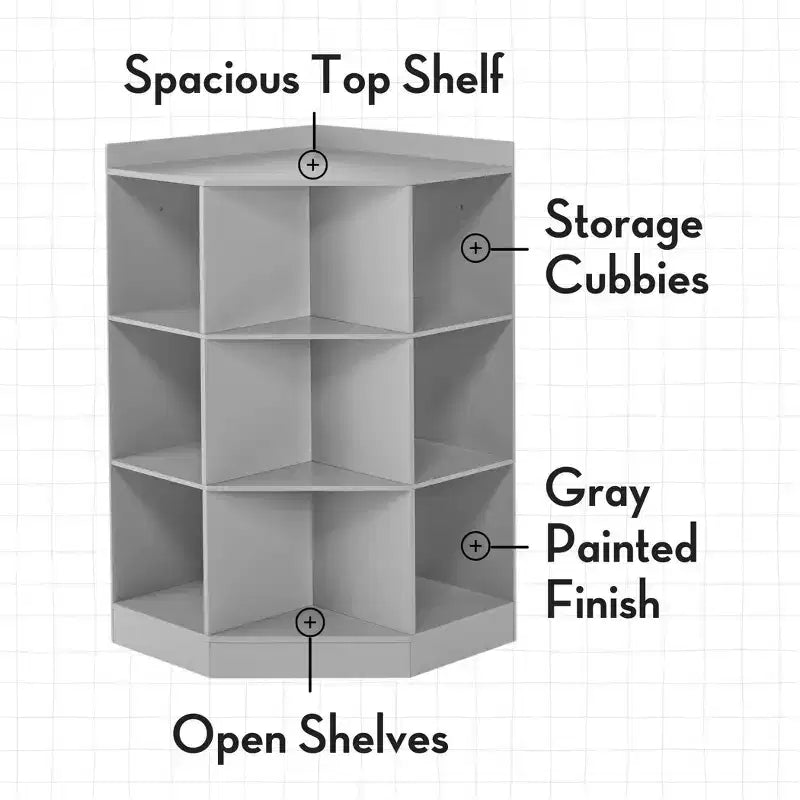 Kids' Corner Playroom Cabinet with 6 Toy Storage Cubbies and 3 Angled Shelves