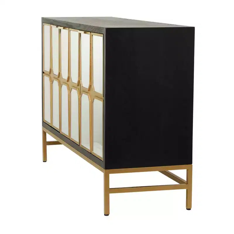Glam Mirrored Wood Cabinet
