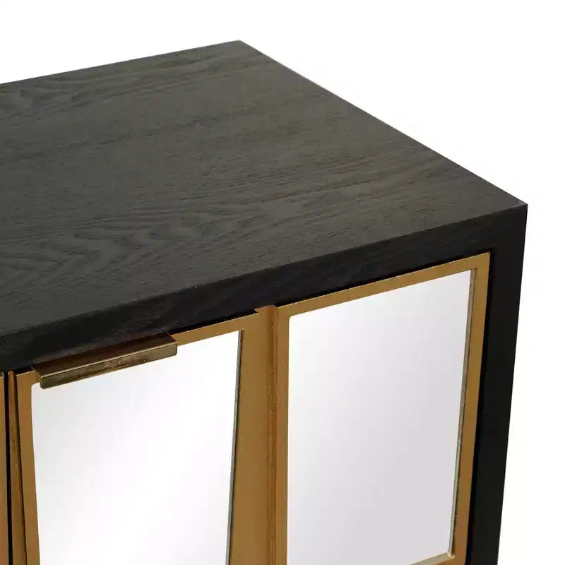Glam Mirrored Wood Cabinet