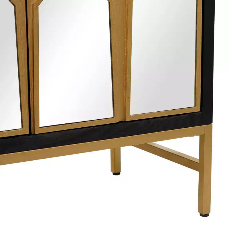 Glam Mirrored Wood Cabinet