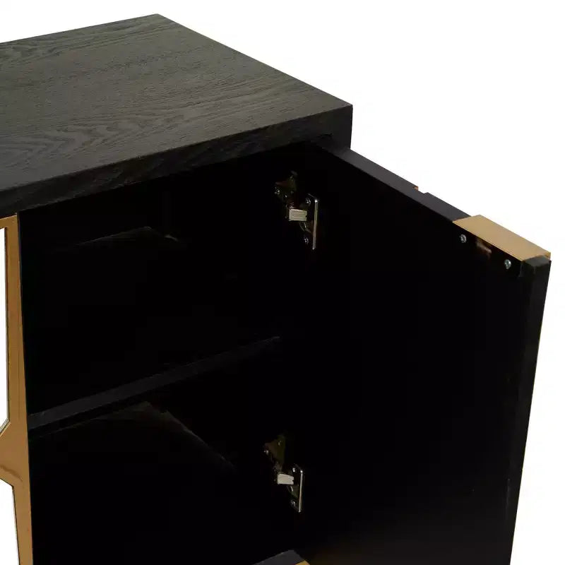 Glam Mirrored Wood Cabinet