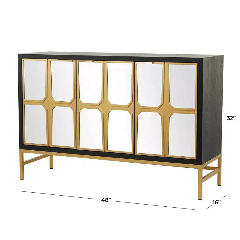 Glam Mirrored Wood Cabinet