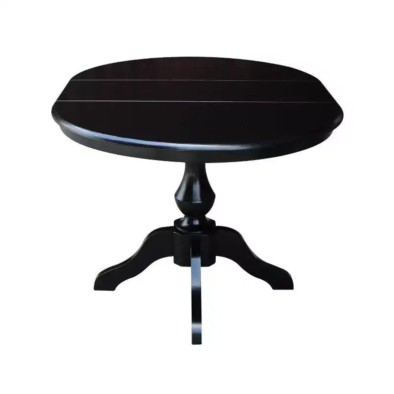 36" Round Top Pedestal Dining Table with Removable Leaf Extension