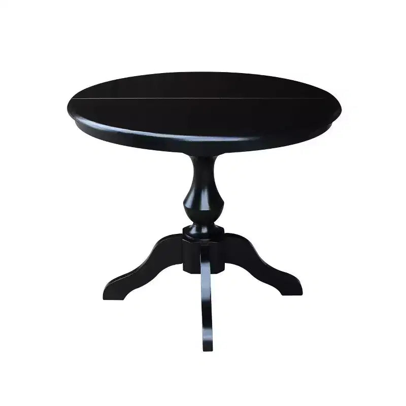 36" Round Top Pedestal Dining Table with Removable Leaf Extension