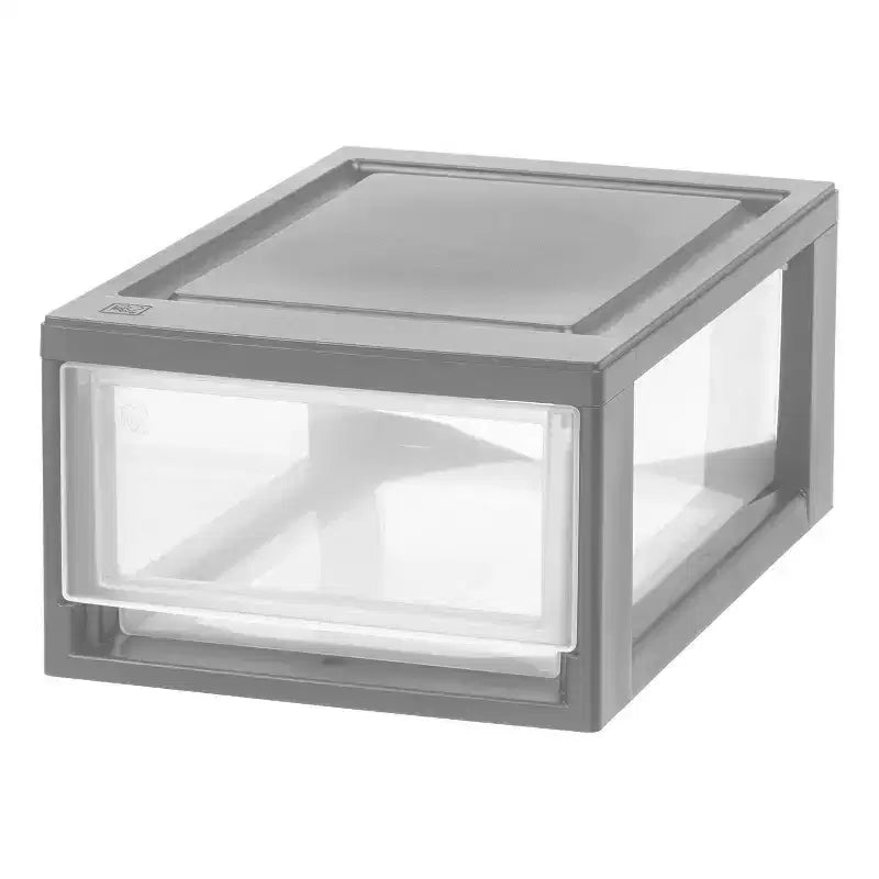 Compact Stacking Storage Plastic Drawer Organizer with Clear Doors