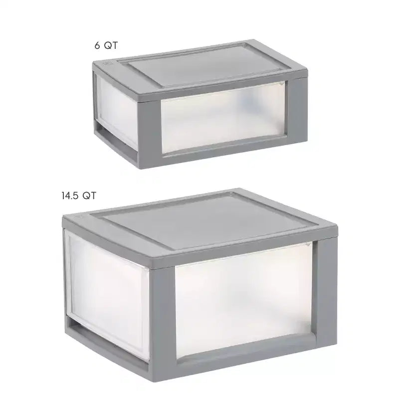 Compact Stacking Storage Plastic Drawer Organizer with Clear Doors